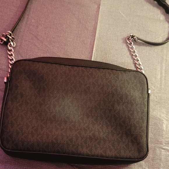 Michael Kors Black Logo Crossbody with Silver Chain Detail - Picture 2 of 4